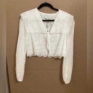 Mable white eyelet cropped top